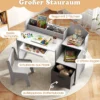 Schreibtisch- & Stuhlset für Kinder Schülertisch mit offenen Regalen Schublade & Stoffbehälter Grau