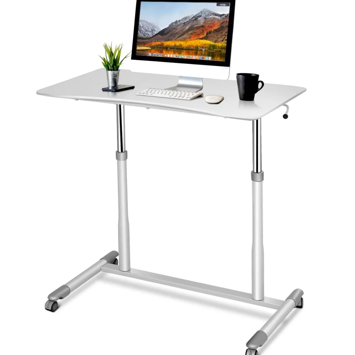 Schreibtisch Verstellbar Computertisch mit Rollen Laptoptisch Arbeitstisch