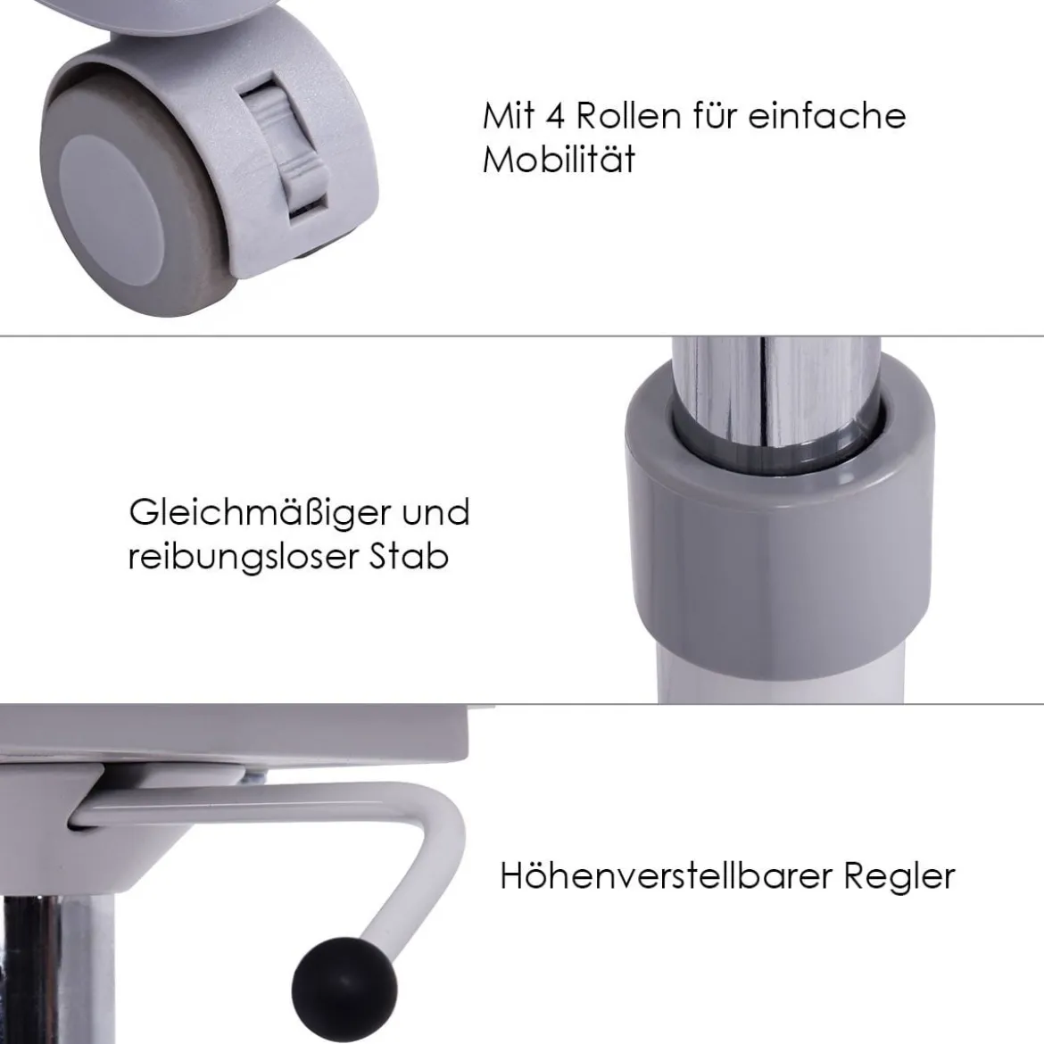 Schreibtisch Verstellbar Computertisch mit Rollen Laptoptisch Arbeitstisch