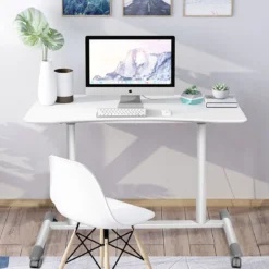 Schreibtisch Verstellbar Computertisch mit Rollen Laptoptisch Arbeitstisch