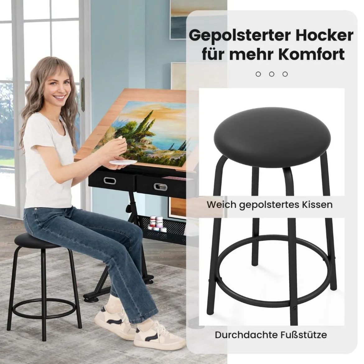 Schreibtisch Zeichentisch Architektentisch Maltisch neigbar + Schubladen/Hocker