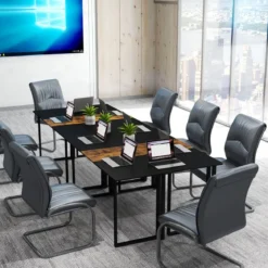 Schreibtsich mit Metallrahmen Computertisch Konferenztisch PC-Tisch 160 x 60 cm Braun