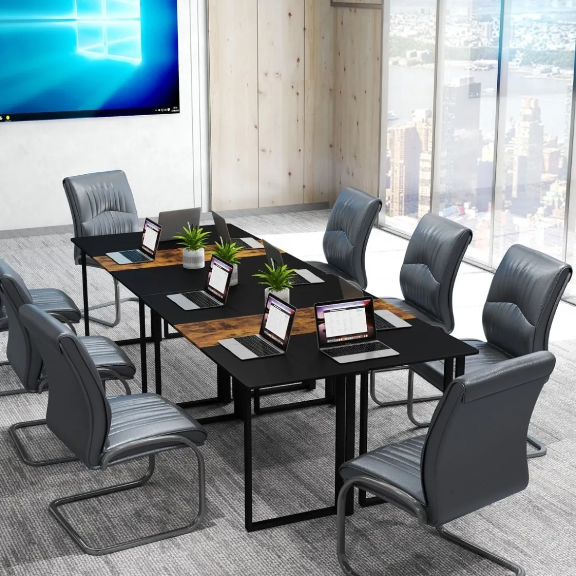 Schreibtsich mit Metallrahmen Computertisch Konferenztisch PC-Tisch 160 x 60 cm Braun