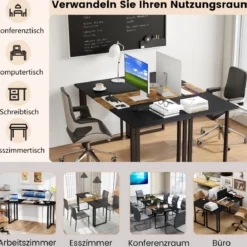 Schreibtsich mit Metallrahmen Computertisch Konferenztisch PC-Tisch 160 x 60 cm Braun