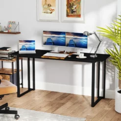 Schreibtsich mit Metallrahmen Computertisch Konferenztisch PC-Tisch 160 x 60 cm Braun