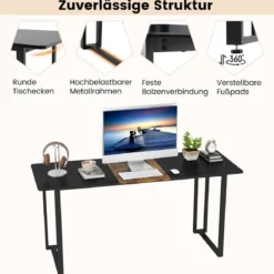 Schreibtsich mit Metallrahmen Computertisch Konferenztisch PC-Tisch 160 x 60 cm Braun