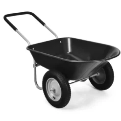Schubkarre mit 2 Räder Schwerlast-Schublade für den Garten 145 x 65 x 65 cm Schwarz