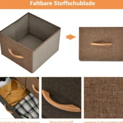 Schubladenschrank mit 7 Stoffschubladen & Stahlrahmen & Holzoberfläche Kommode