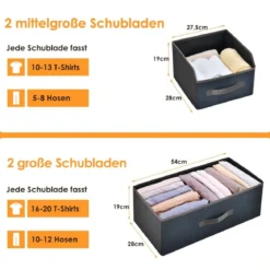 4 Schubladen Sideboard mit Stoffschubladen Stoffkommode 58 x 29 x 100 cm
