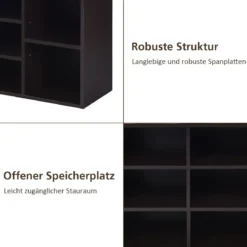 Schuhbank mit Sitzfläche Schuhregal Schuhkommode Schuhablage Schuhschrank Sitzbank mit Regal & Sitzkissen Holz Braun