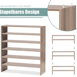 Schuhregal 78 cm Langer Horizontaler Schuhschrank 2-Stöckiges Lagerregal Natürlich