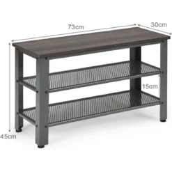 Schuhregal Schuhbank Schuhständer mit 2 Schuhablage und Sitzfläche Grau 73 x 30 x 45 cm