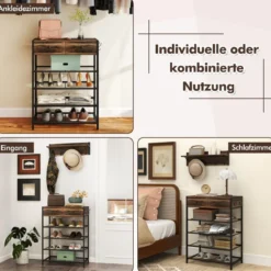 Schuhregal & Wandgarderobe Kombi-Set mit Haken & Schubladen & Schwebendem Regal