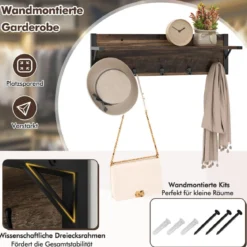 Schuhregal & Wandgarderobe Kombi-Set mit Haken & Schubladen & Schwebendem Regal