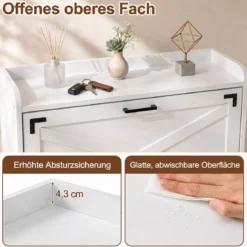 Schuhschrank mit 2 Klappschubladen Freistehendes Schuhregal 80 x 24 x 103 cm Weiß