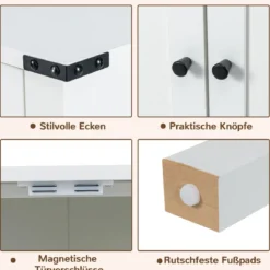 Schuhschrank mit Türen & 6-stufige Verstellbaren Regalen Schuhkommode im Landhausstil Weiß