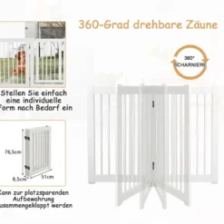 Schutzgitter Vier Stücke HundeTürschutzgitter 203 x 76 x 1,8 cm Weiß