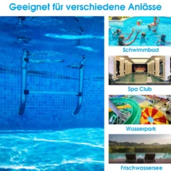 Schwimmbad-Leiter 2-stufige sichere Leiter mit rutschfesten Stufen Einstiegsleiter Schwimmbadleiter rutschfest Silber