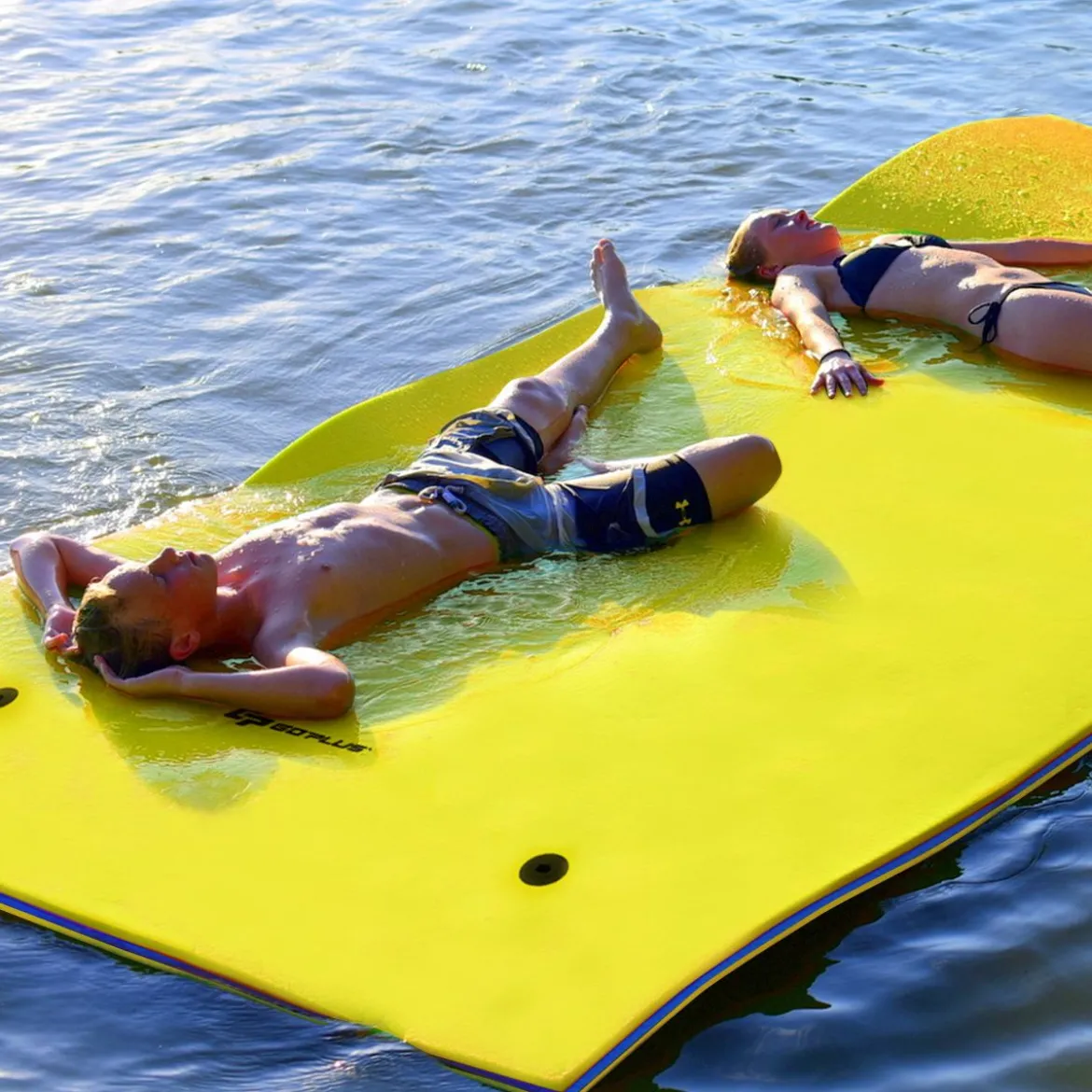 Schwimmender Teppich Schwimmmatte Wasserliege 270 x 180 x 3,5 cm Gelb/Blau