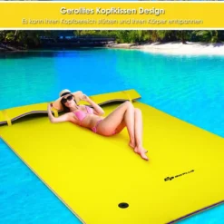 Schwimmender Teppich Schwimmmatte Wasserliege 270 x 180 x 3,5 cm Gelb/Blau