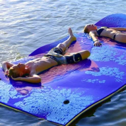 Schwimmender Teppich Schwimmmatte Wasserliege 270 x 180 x 3,5 cm Gelb/Blau