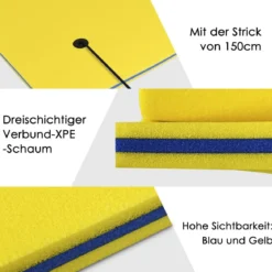 Schwimmender Teppich Schwimmmatte Wasserliege 270 x 180 x 3,5 cm Gelb/Blau