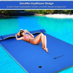 Schwimmender Teppich Schwimmmatte Wasserliege 270 x 180 x 3,5 cm Gelb/Blau