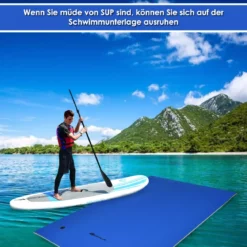 Schwimmender Teppich Schwimmmatte Wasserliege 270 x 180 x 3,5 cm Gelb/Blau