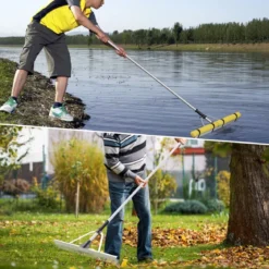 Schwimmender Weed-See-Rechen mit 36-Zinken-Rechenkopf 600 cm Wurfseil 92 x 12 x 156-230 cm