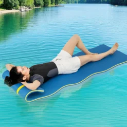 Schwimmmatte bis 400 kg Belastbar Schwimmende Wassermatte aus Reißfestem XPE-Schaumstoff Blau