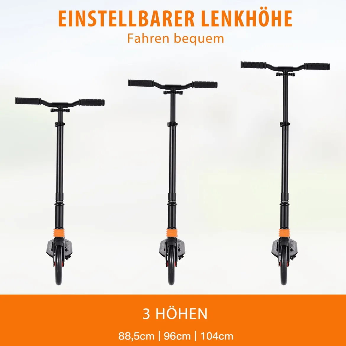 Scooter Roller klappbar Tretroller ABEC7-Lager 3 Höhen verstellbar Cityroller Sport Kickscooter Kickroller Schwarz und Rote Räder
