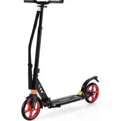 Scooter Roller klappbar Tretroller ABEC7-Lager 3 Höhen verstellbar Cityroller Sport Kickscooter Kickroller Schwarz und Rote Räder