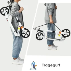 Scooter Roller klappbar Tretroller ABEC7-Lager 3 Höhen verstellbar City Scooter aus Aluminium Sport Kickscooter Kickroller Weiß