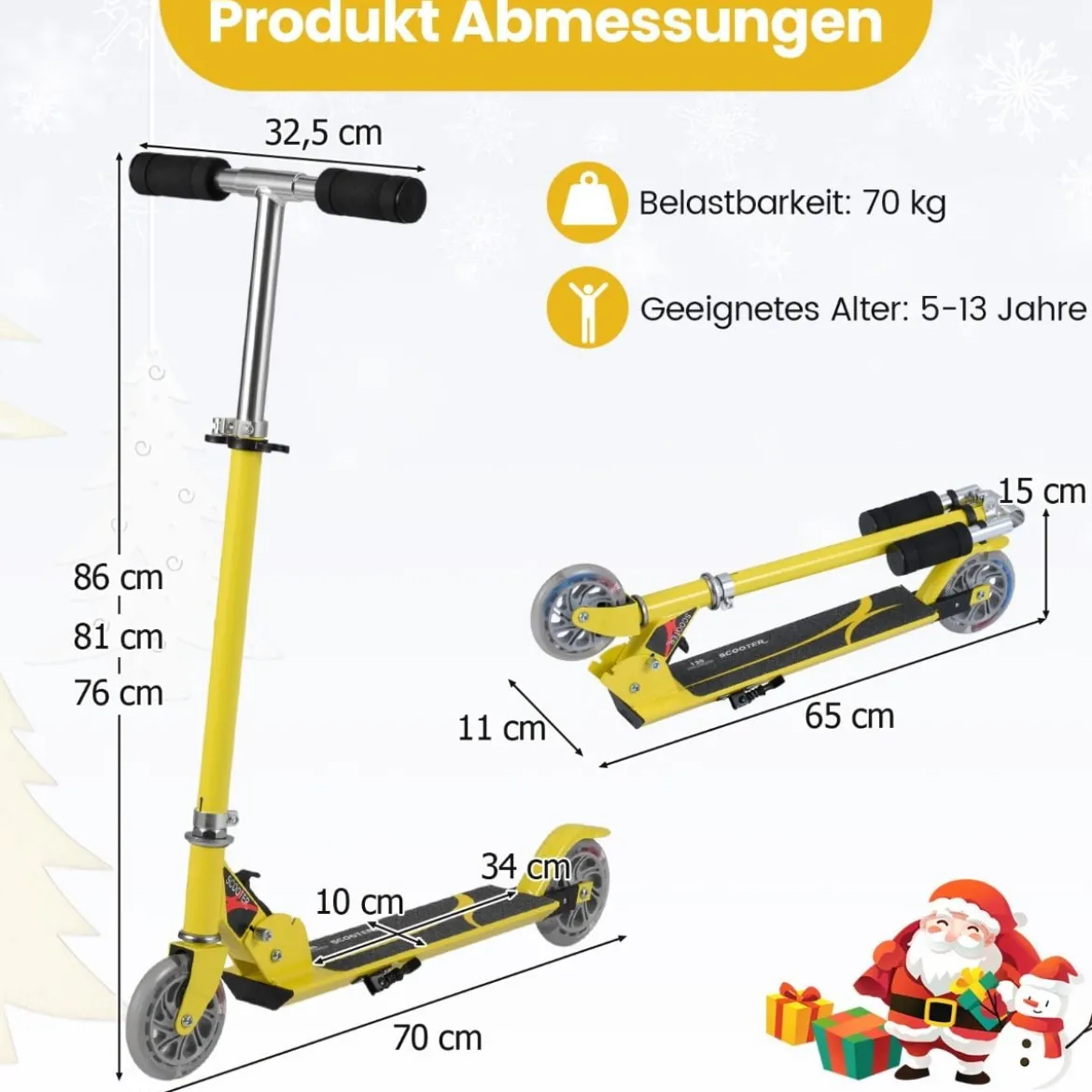 Scooter Roller Tretroller Kinderroller Cityroller klappbar bis 70KG
