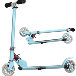 Scooter Tretroller Höhenverstellbar Kinder Roller Klappbar Kickroller mit 2 Räder Blau