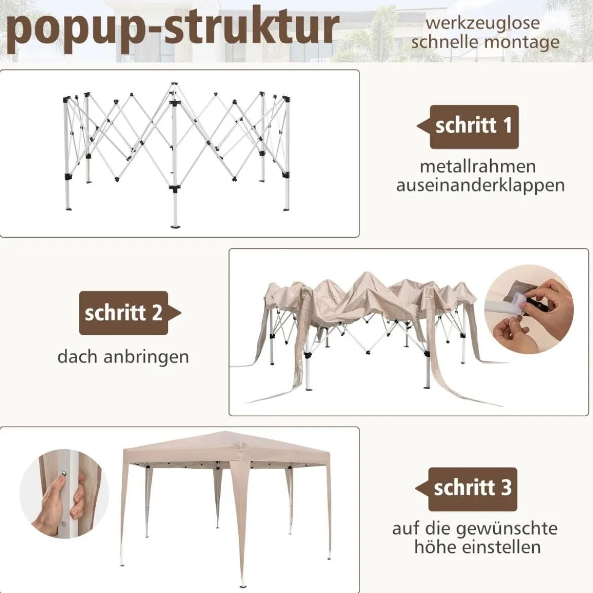 Sechseckiges Pop-Up-Überdachungszelt mit Angezogenen Beinen & Tragetasche Pavillon