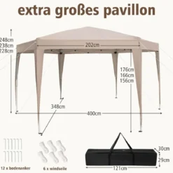 Sechseckiges Pop-Up-Überdachungszelt mit Angezogenen Beinen & Tragetasche Pavillon
