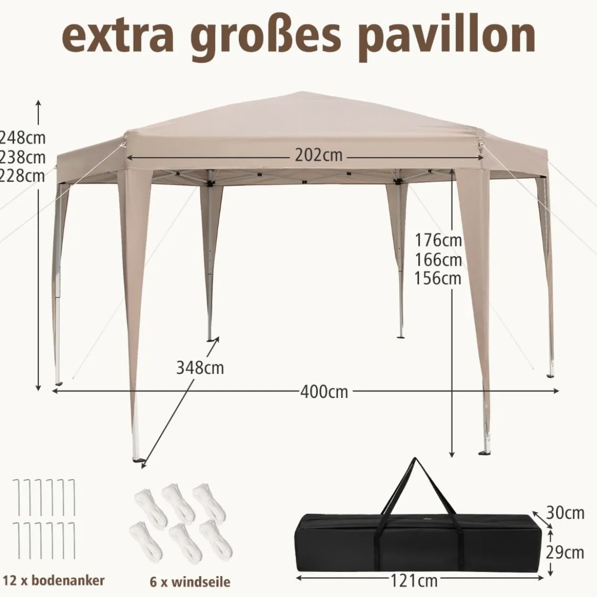 Sechseckiges Pop-Up-Überdachungszelt mit Angezogenen Beinen & Tragetasche Pavillon