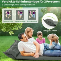 Selbstaufblasende Campingmatte Komfortable Outdoor-Schlafmatte 186 x 130 x 4 cm Grün