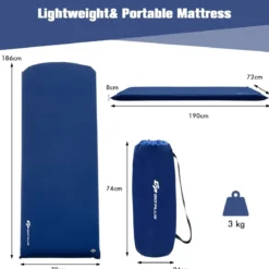 Selbstaufblasende Isomatte 7,6 cm Dicke Campingmatratze mit Eingebautem Ventil Blau