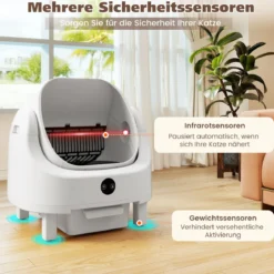 Selbstreinigende Katzentoilette mit App-Steuerung & Geruchskontrolle & Sensorsicherheit & Müllbeutel