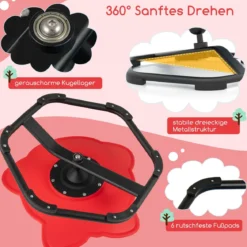Sensorischer Drehstuhl Kinder 360° Kinderdrehstuhl Karussell Autismus Kinderstuhl mit rutschfester Metallbasis Rot Elefant