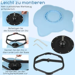 Sensorischer Drehstuhl Kinder 360° Kinderdrehstuhl Karussell Autismus Kinderstuhl Blau Elefant