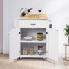 Servierwagen Küchenwagen mit Massiver Arbeitsplatte 82 x 48 x 91 cm Weiß