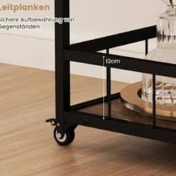 Servierwagen mit abnehmbarem Tablett Küchenwagen 3 Ebenen Rollwagen Vintage Braun