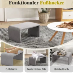Sessel mit Hocker übergroßer Relaxsessel mit offenem Rücken und breiter Sitzfläche Grau