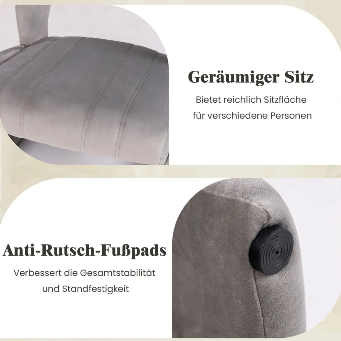 Sessel mit Hocker übergroßer Relaxsessel mit offenem Rücken und breiter Sitzfläche Grau