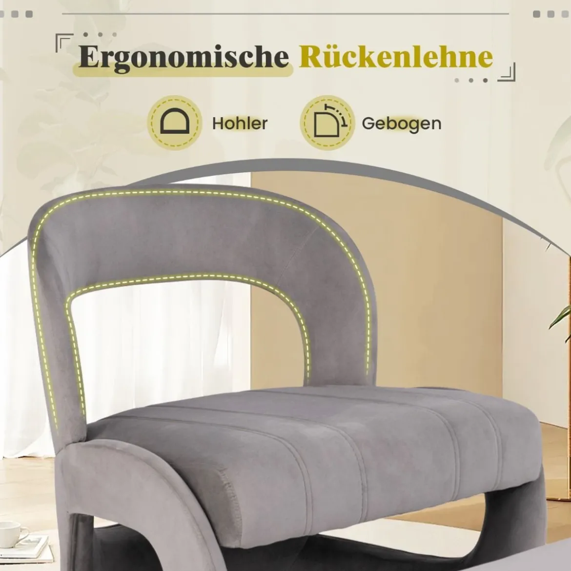 Sessel mit Hocker übergroßer Relaxsessel mit offenem Rücken und breiter Sitzfläche Grau
