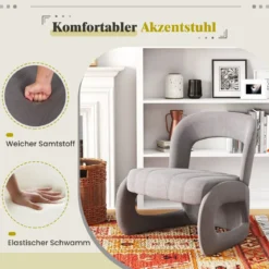 Sessel mit Hocker übergroßer Relaxsessel mit offenem Rücken und breiter Sitzfläche Grau