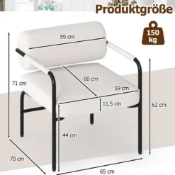Sessel Modern Loungesessel Gepolsterter Akzentstuhl mit Armlehnen Einzelsessel Relaxsessel Weiß